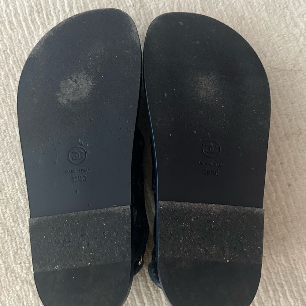 Chanel 23p denim blue double C polka dot dad sandals Size 36.5 EU - Picture 4 of 7